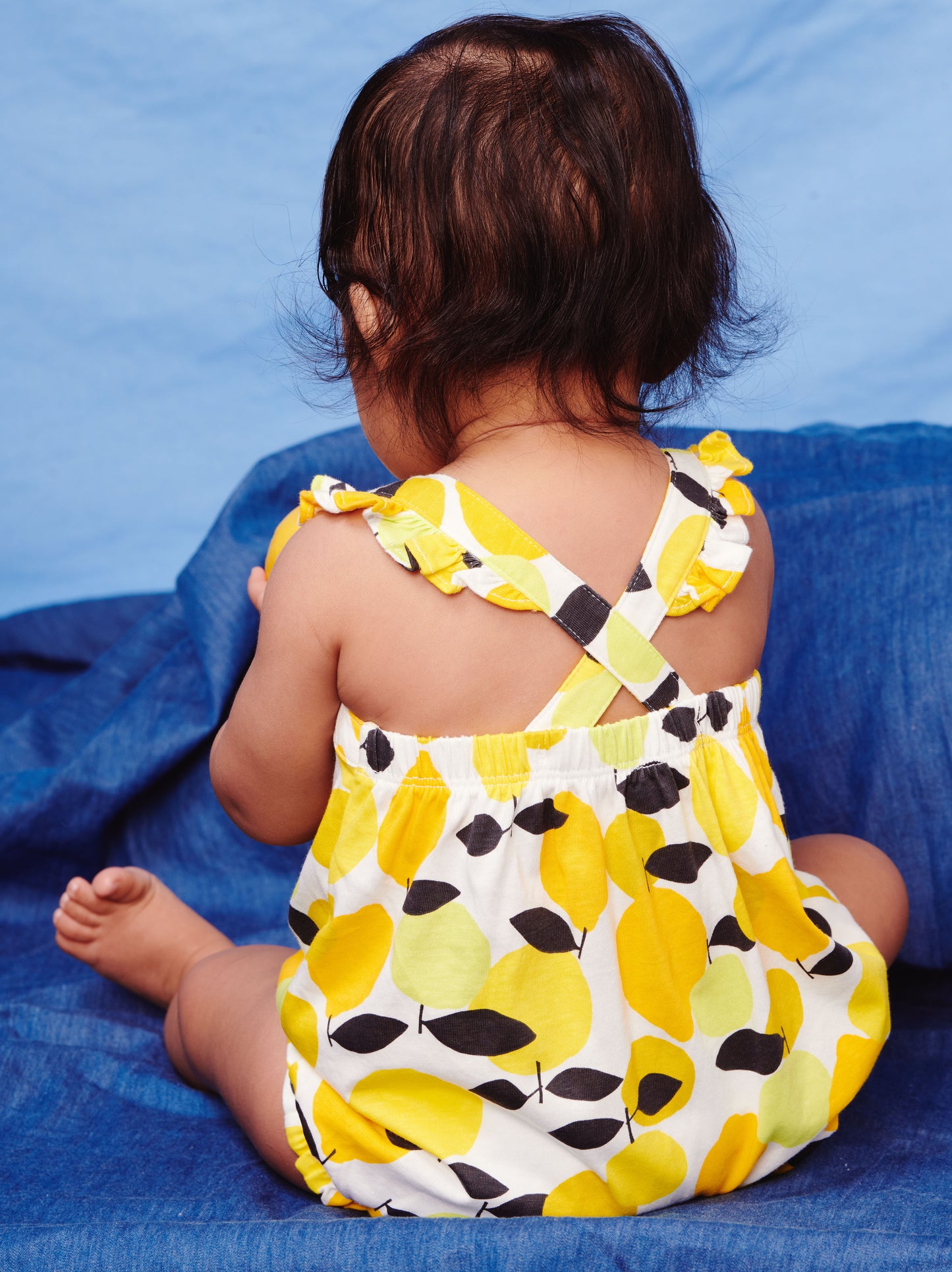 Cross-Back Baby Romper - Algarve Citrus