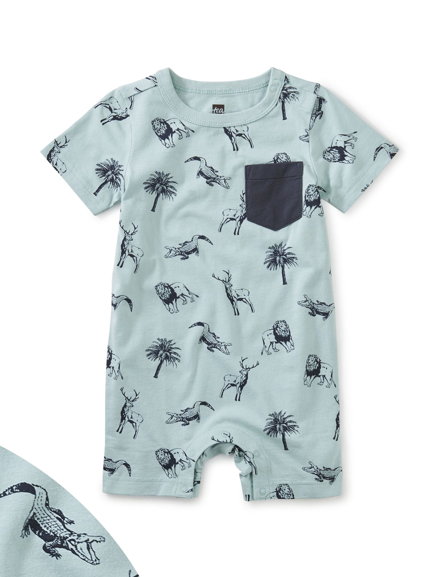 Pop Pocket Shortie Baby Romper - Animal Kingdom
