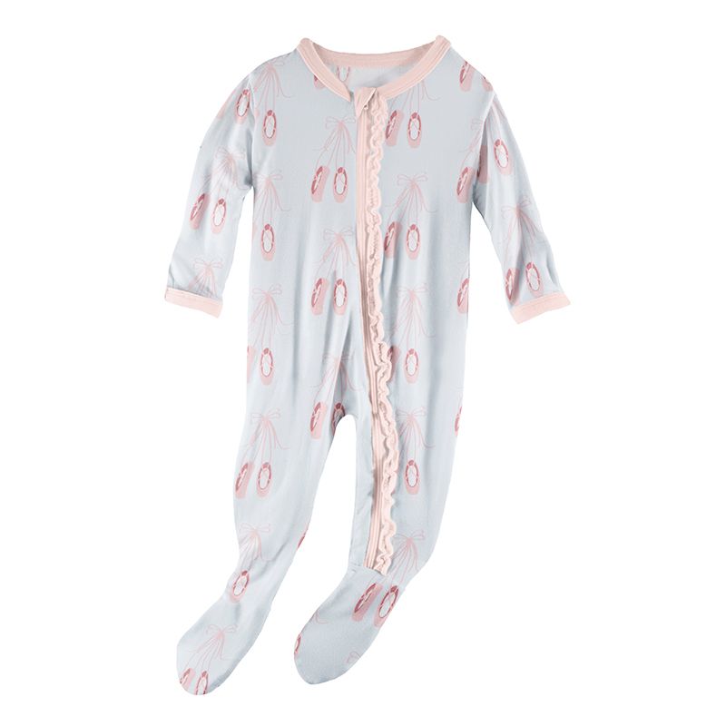 Print Classic Ruffle Footie with Zipper - Fresh Air Ballet
