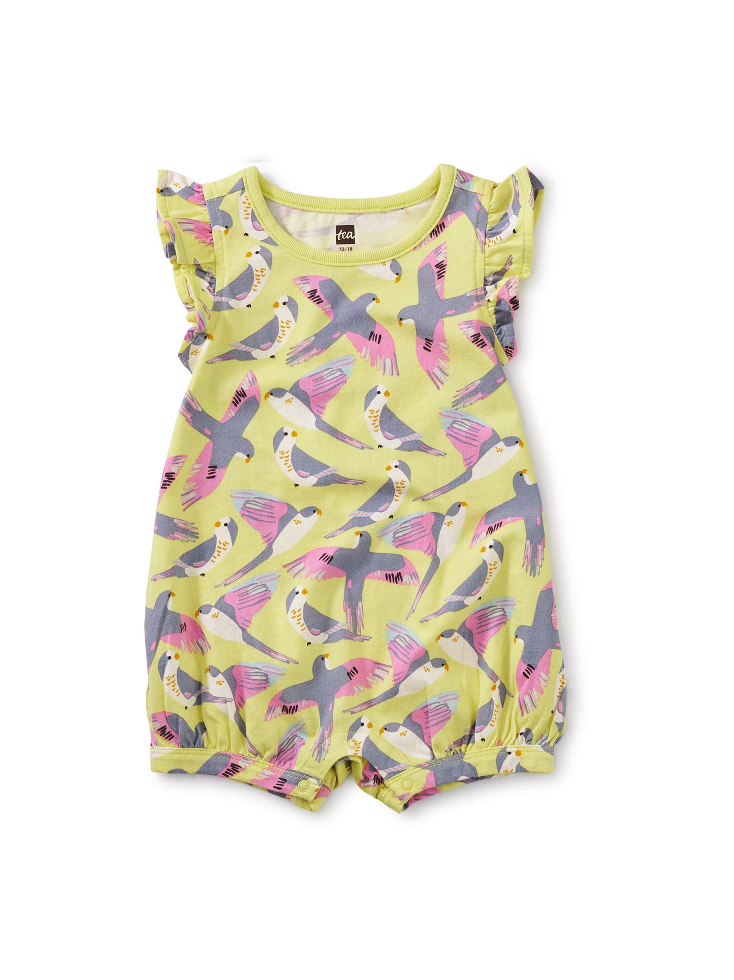 Flutter Baby Romper - Parrot Polka in Kiwi