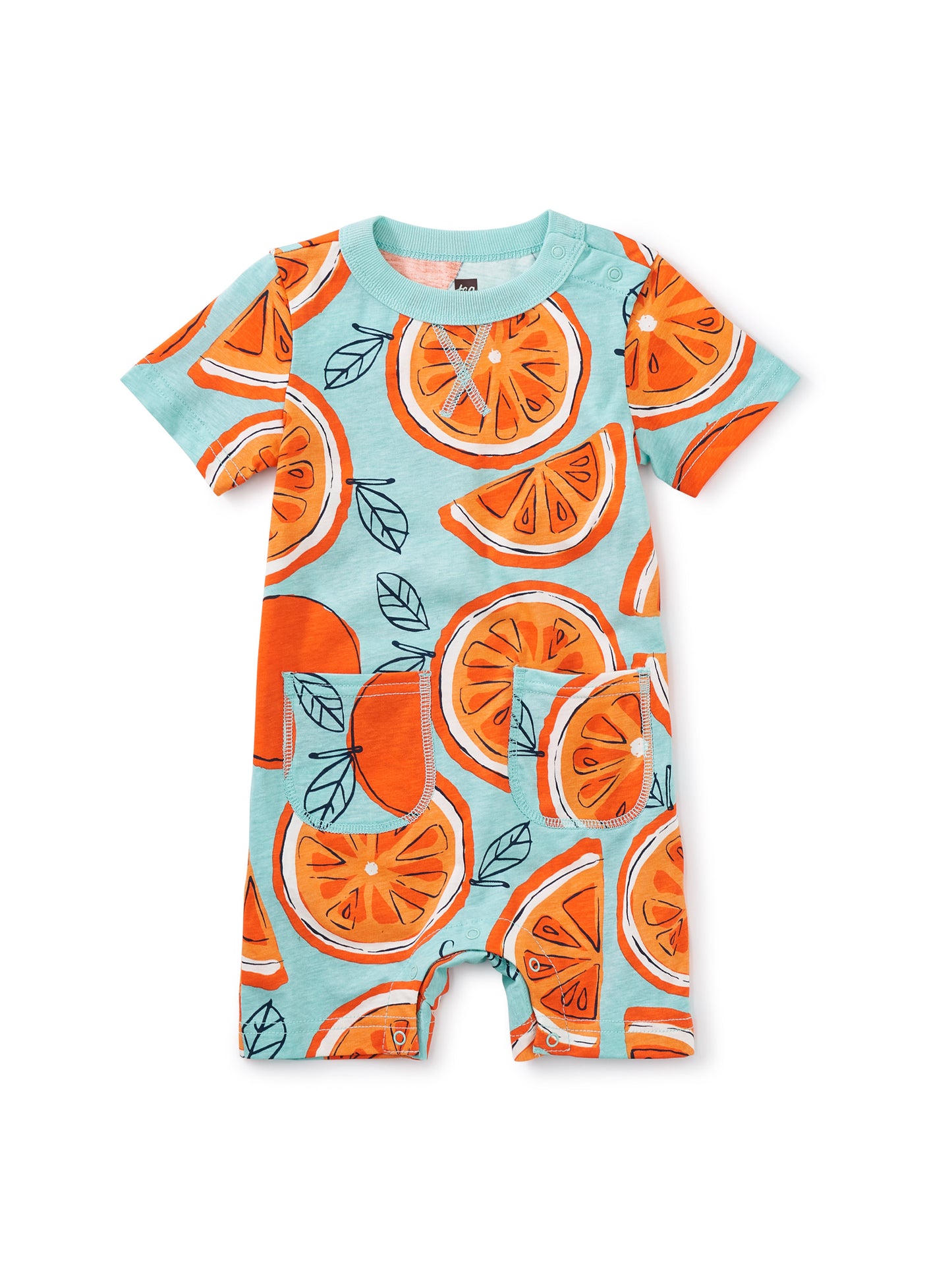 Pocket Shortie Baby Romper - Fresh Oranges