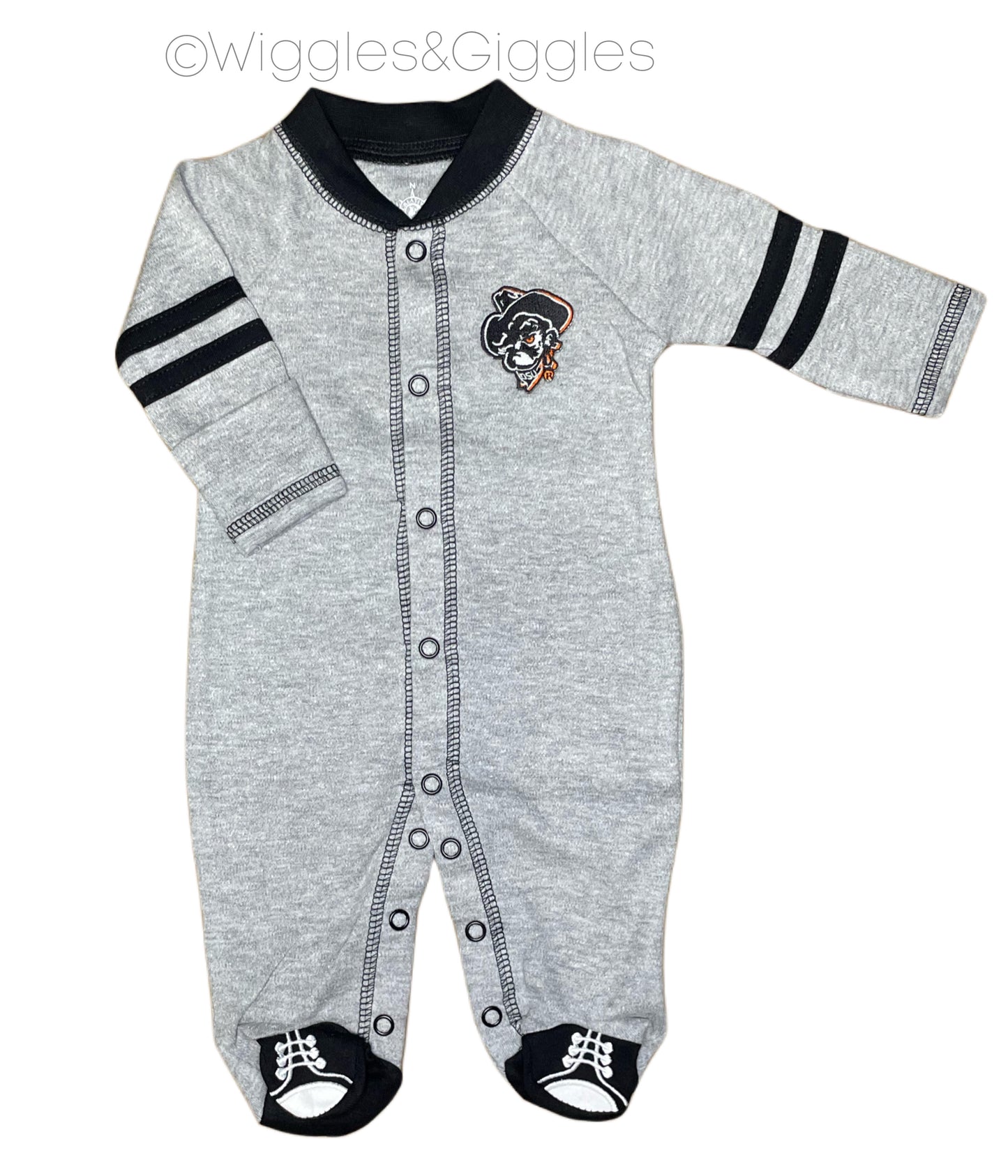 Sports Shoe Footed Romper - Oxford/Black - Phantom Pete