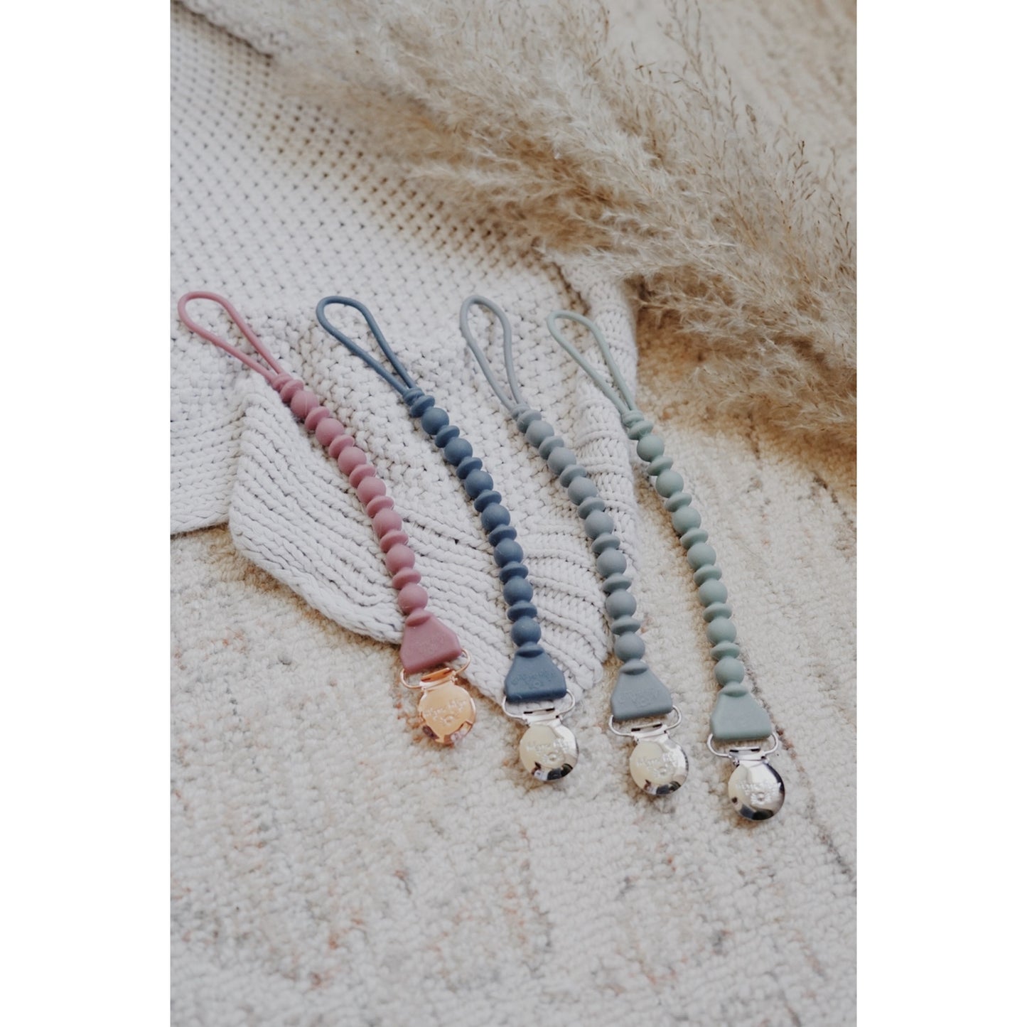 Sweetie Strap Pacifier Clip - Rosewood Beaded