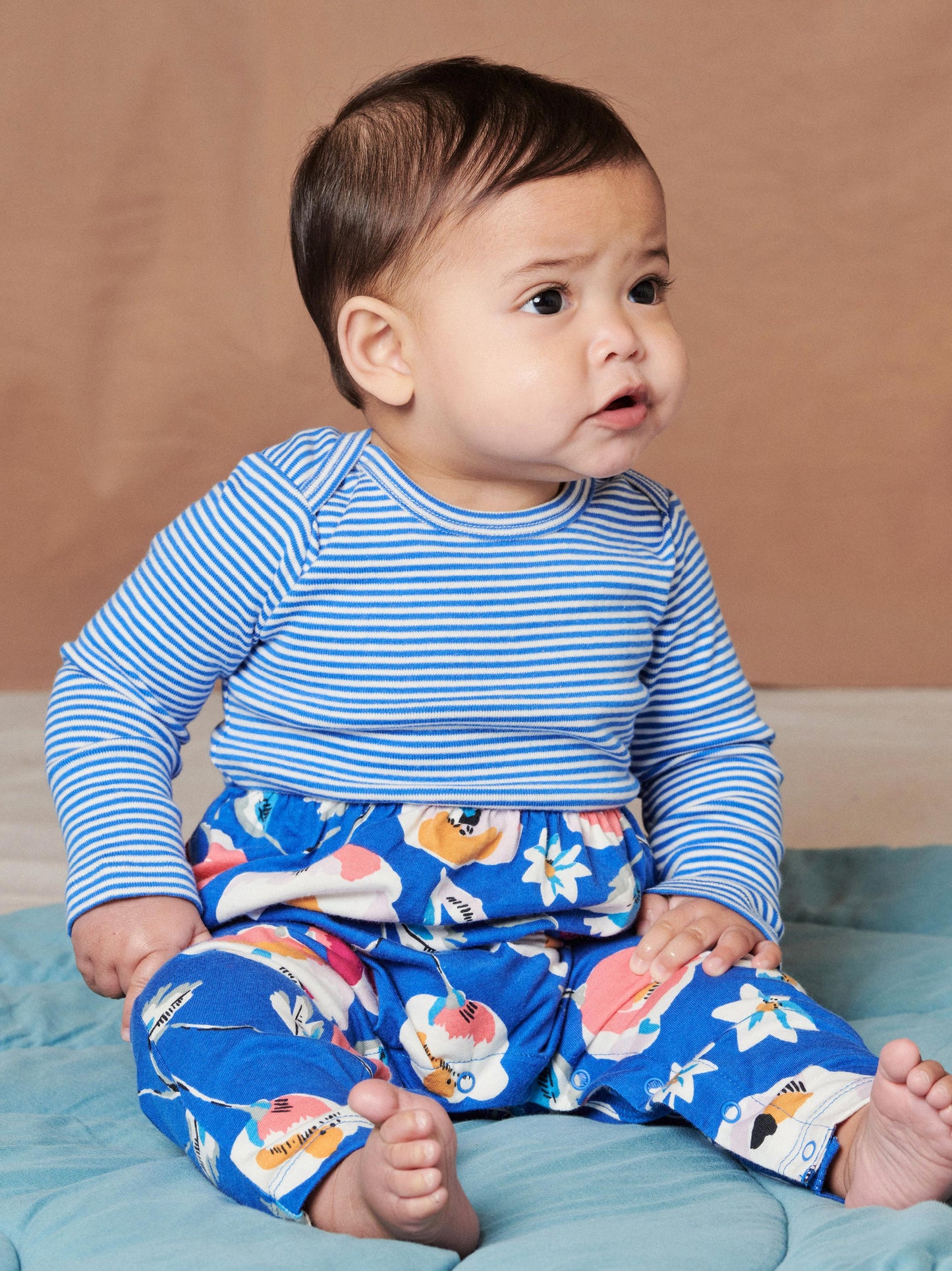 Two-Tone Romper - Swedish Flowers in Imperial