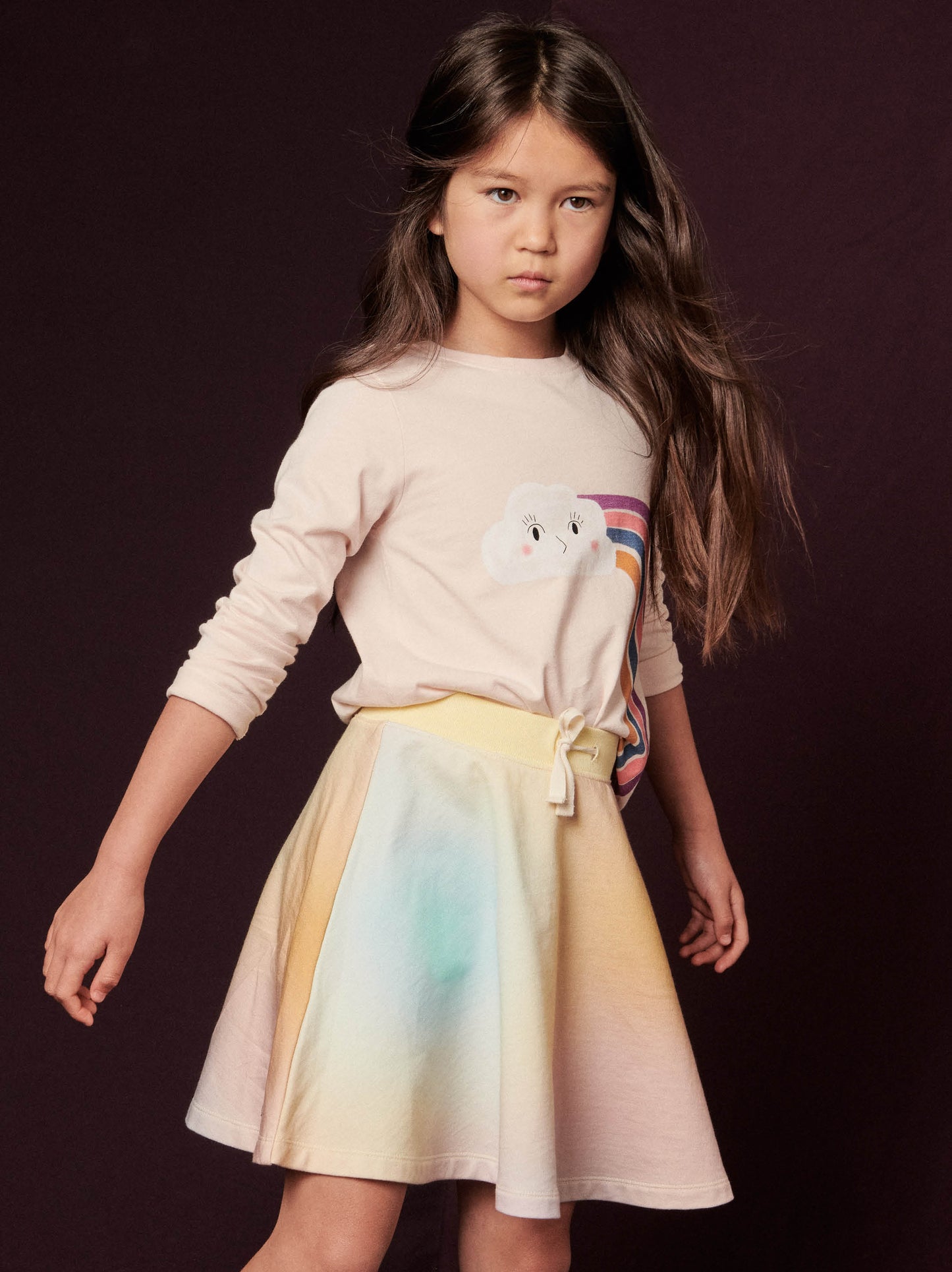 Drawstring Twirl Skirt - Rainbow Gradient