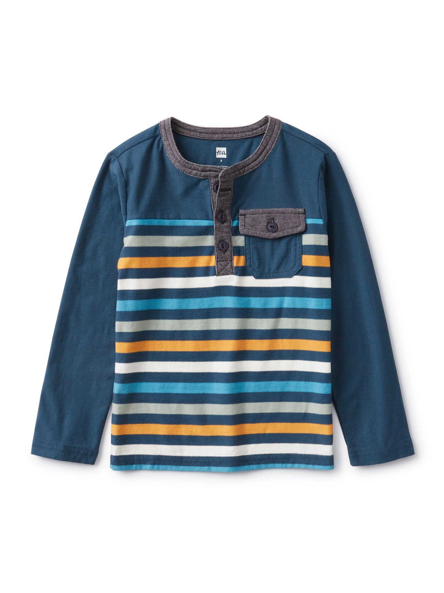 Striped Pocket Henley - Ink