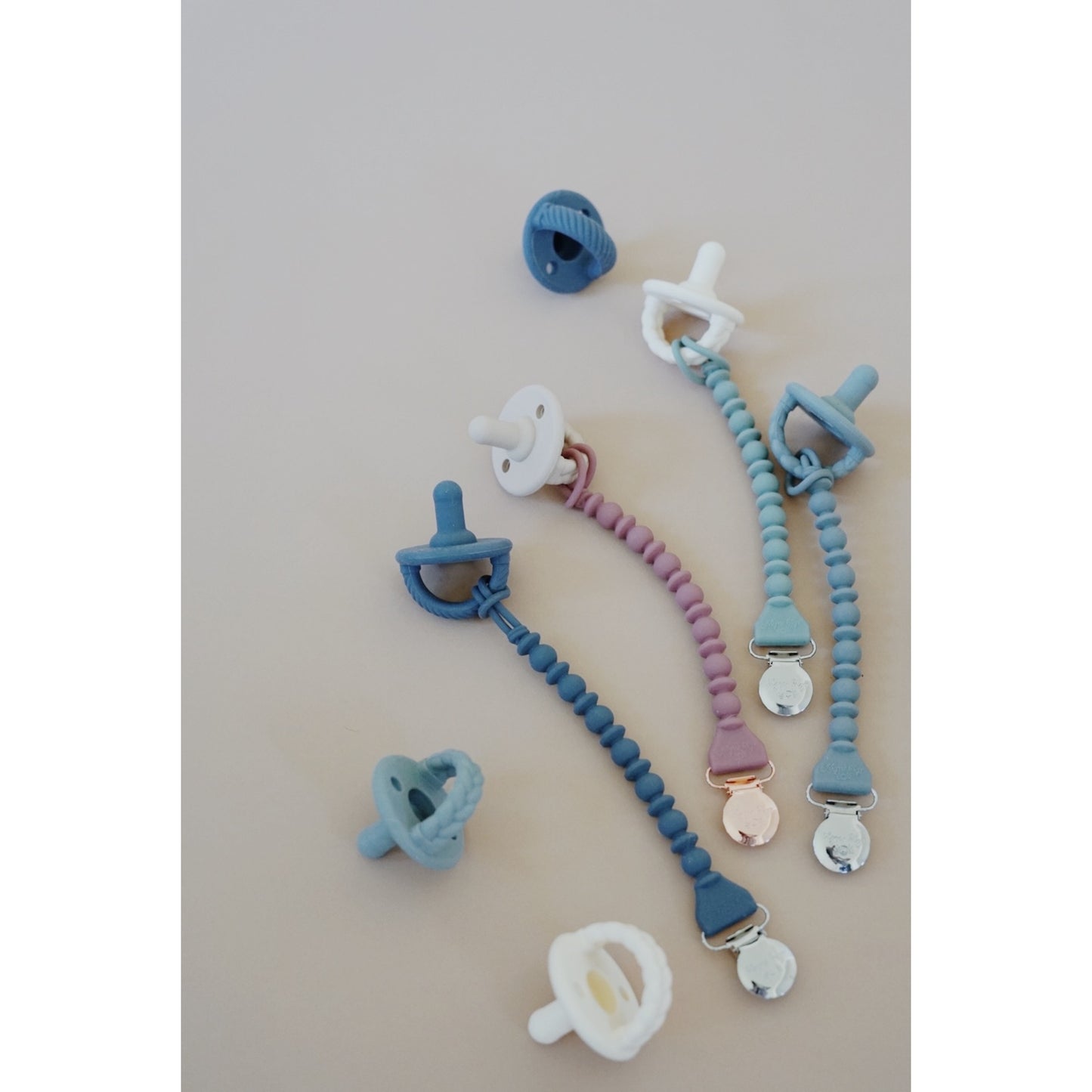 Sweetie Strap Pacifier Clip - Storm Gray Beaded