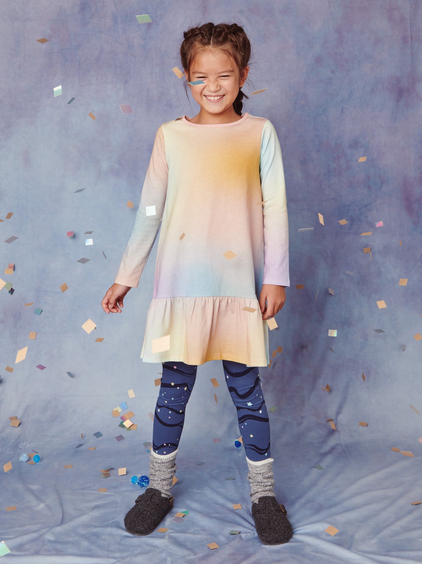 Ruffle Skirted Dress - Rainbow Gradient