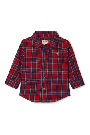 Hatley Holiday Plaid Moose Baby Button Down Shirt