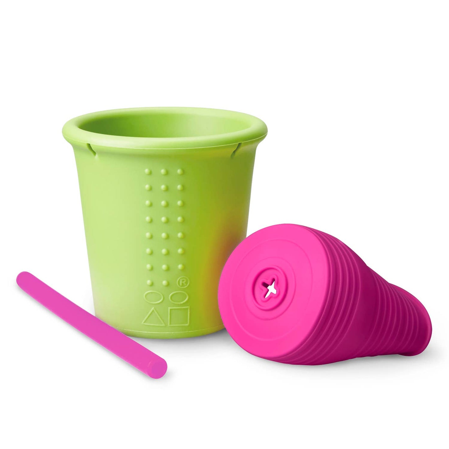 GOSILI Stretchy Silicone Lid with Straw Cup 8oz - Sea/Lime
