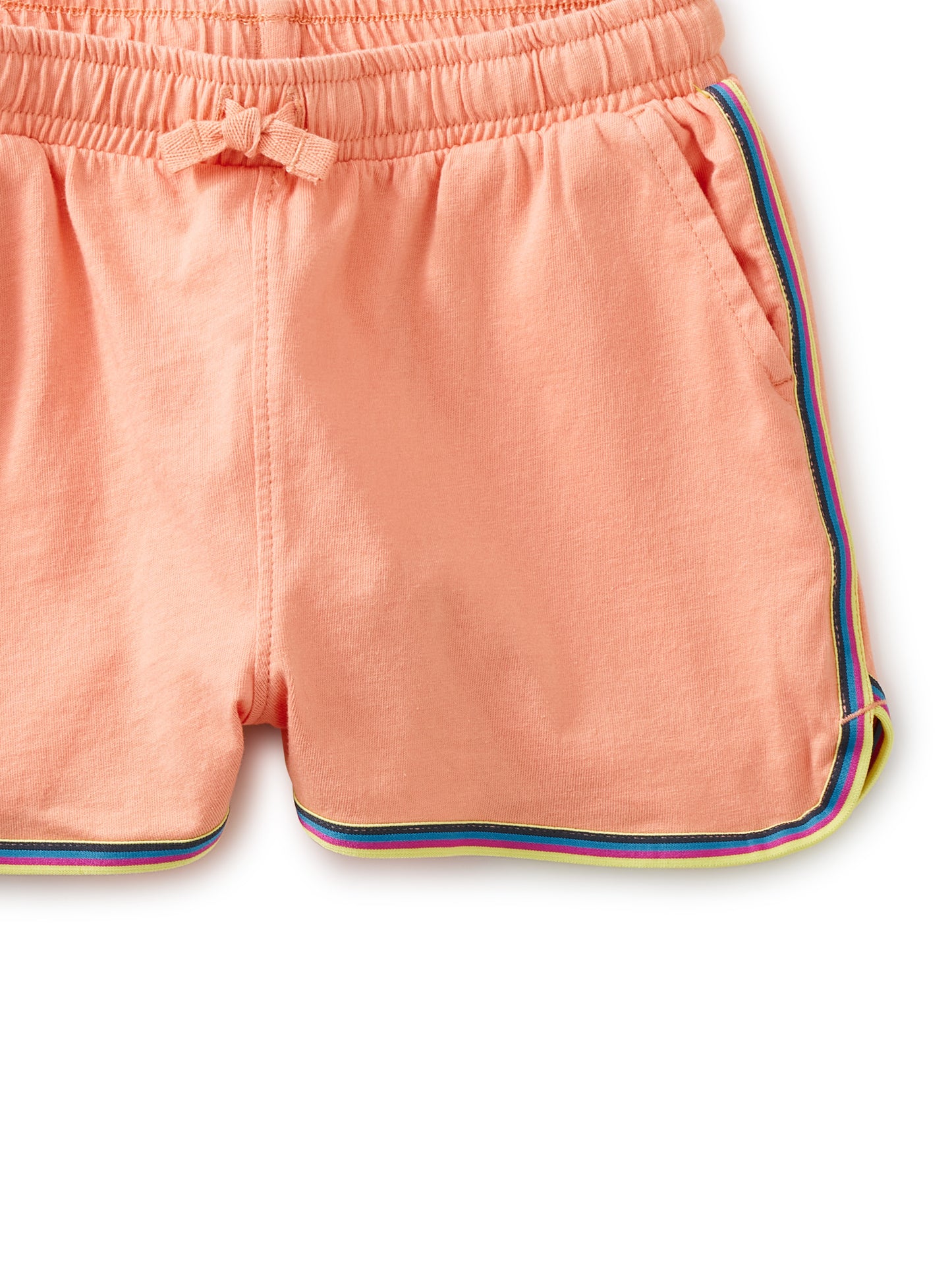 Peach Rainbow Stripe Track Shorts