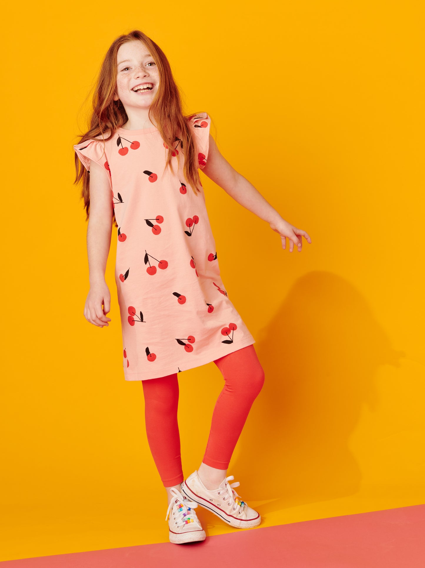Cherry Toss in Pink Tulip Sleeve Mini Dress