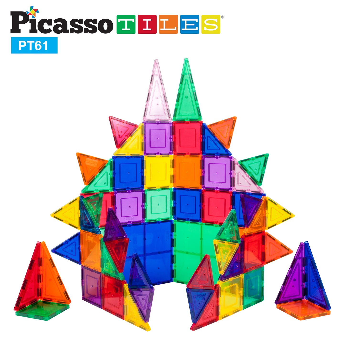 PicassoTiles 61 Piece Magnetic Tileset