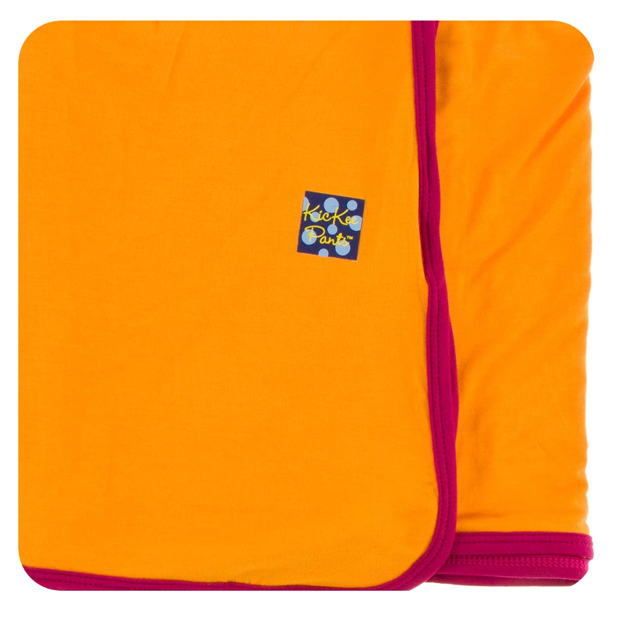 KicKee Pants Swaddling Blanket Solid Apricot with Dragonfruit Trim