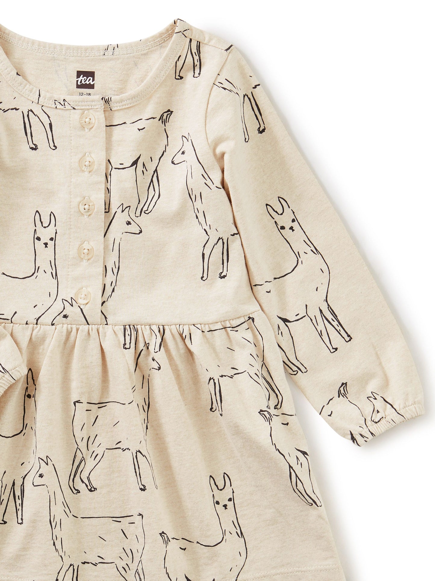 Tea Collection Button Front Baby Dress - Llama Love