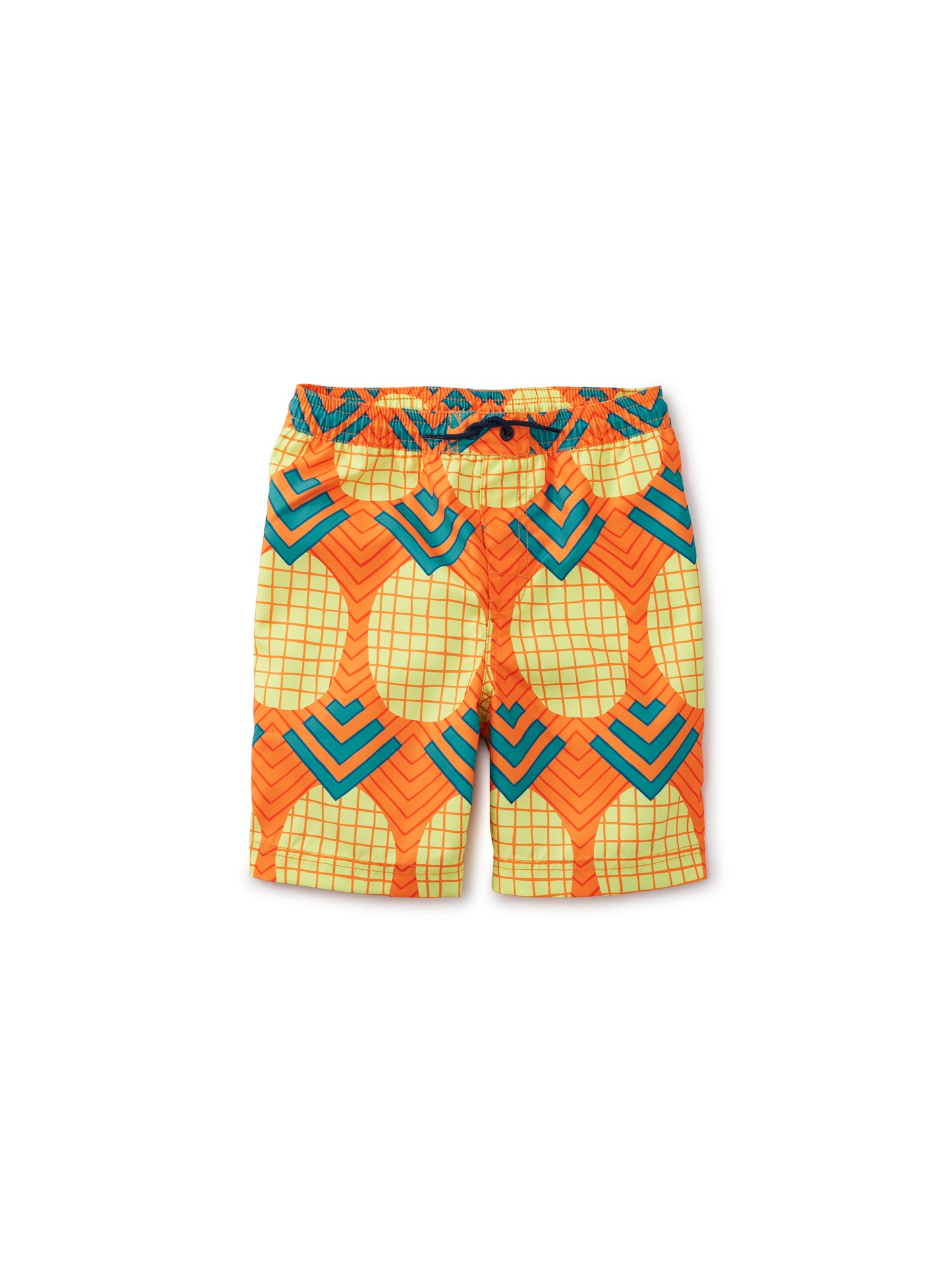 Wax Pineapple in Orange Full-Length Swim Trunks