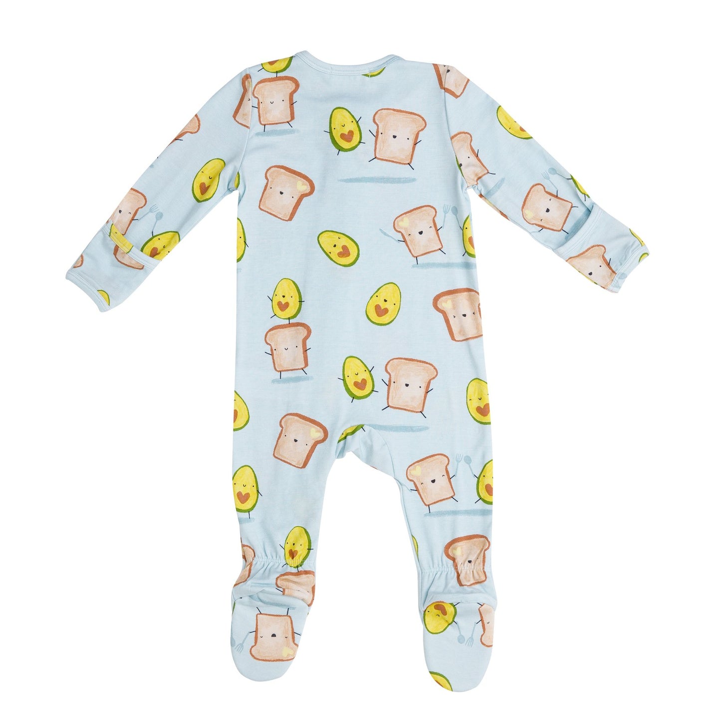Avocado Toast Zipper Footie Blue