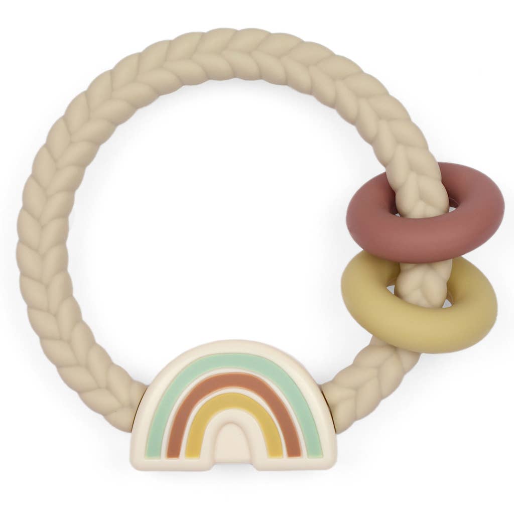 Neutral Rainbow Silicone Teether Rattle