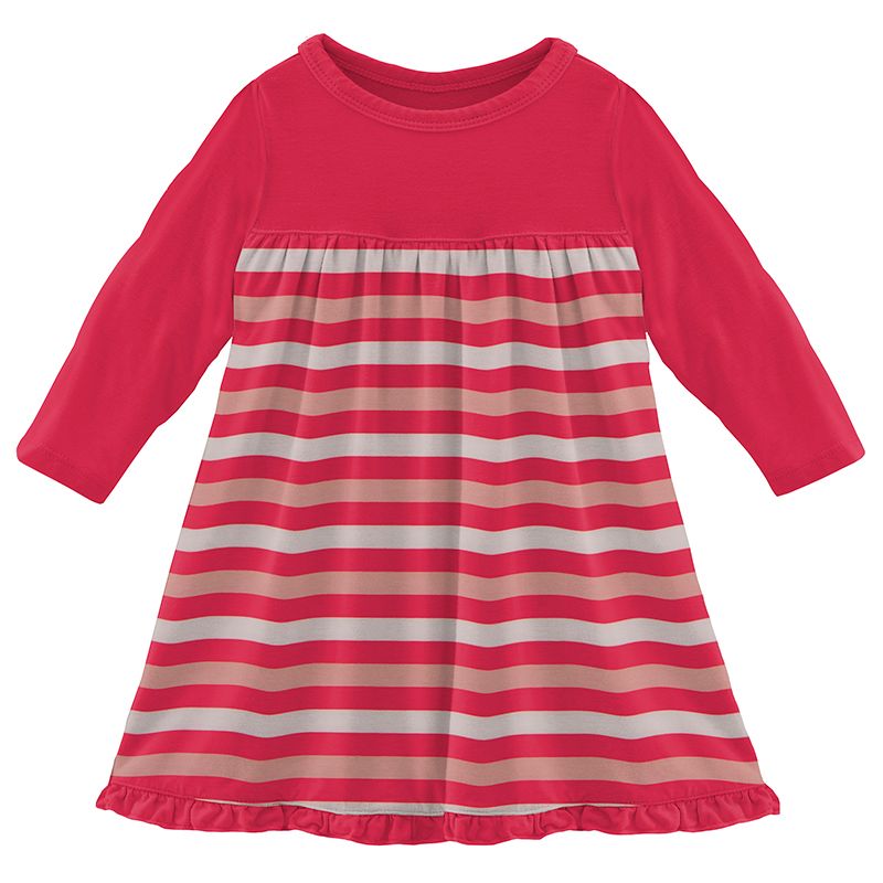 Classic Print Long Sleeve Swing Dress - Hopscotch Stripe