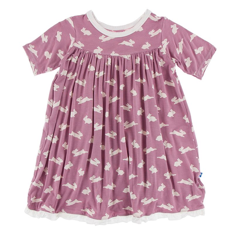 Print Classic Short Sleeve Swing Dress - Pegasus Bunny