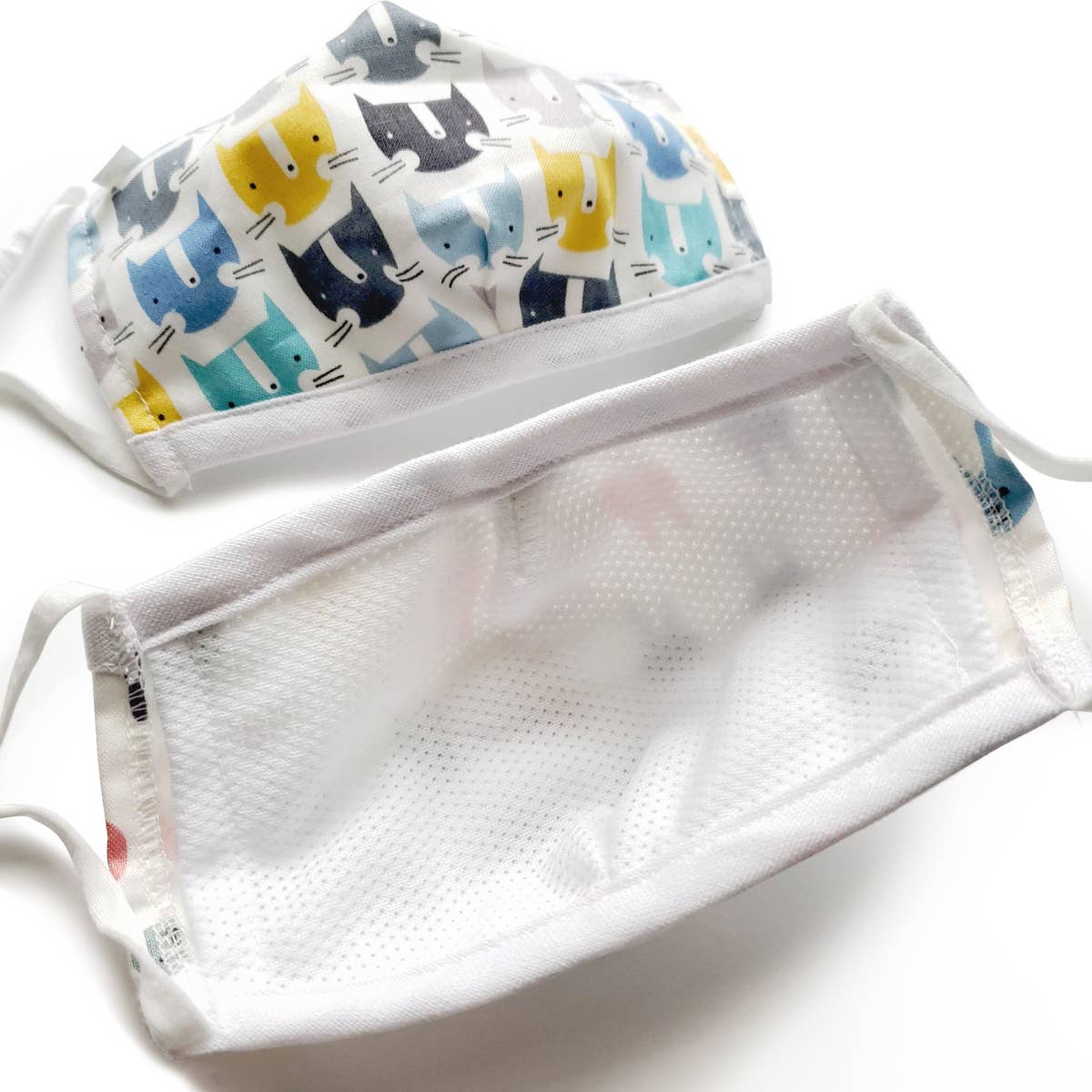 Kids Washable Cotton Face Mask - Adjustable - Optional Filter Pocket - Fox Blue