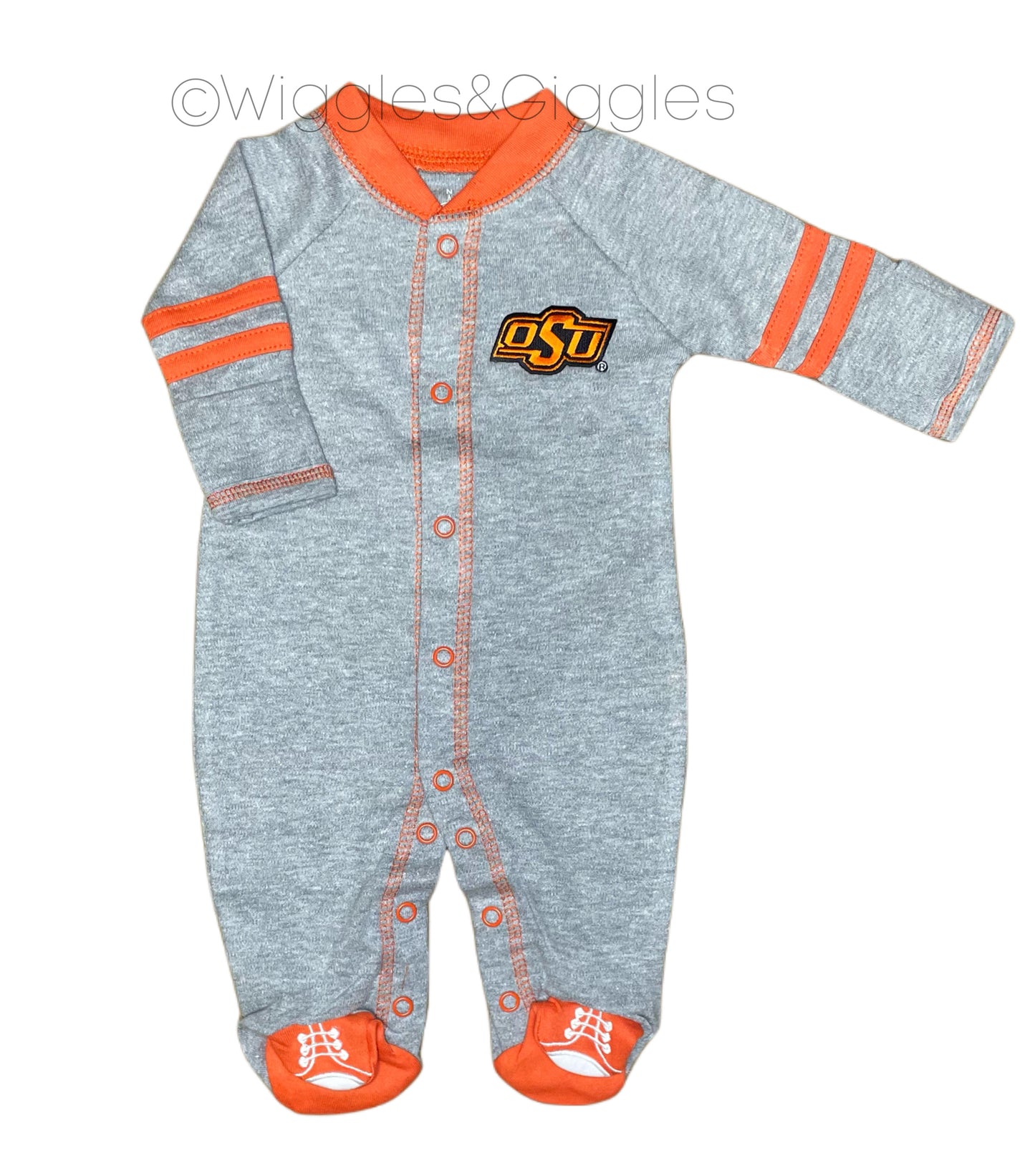 Sports Shoe Footed Romper - Oxford/Orange - OSU