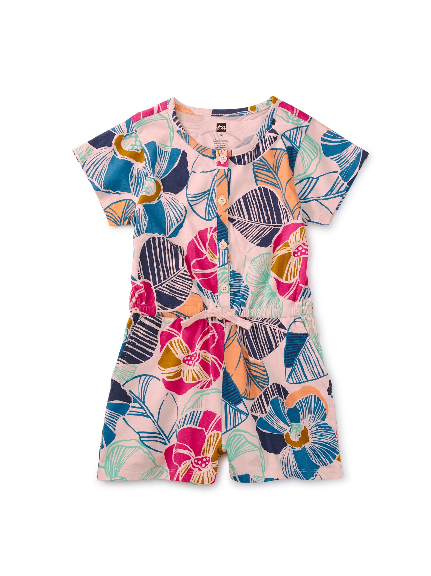 Okinawa Tropical Floral Tropical Henley Romper
