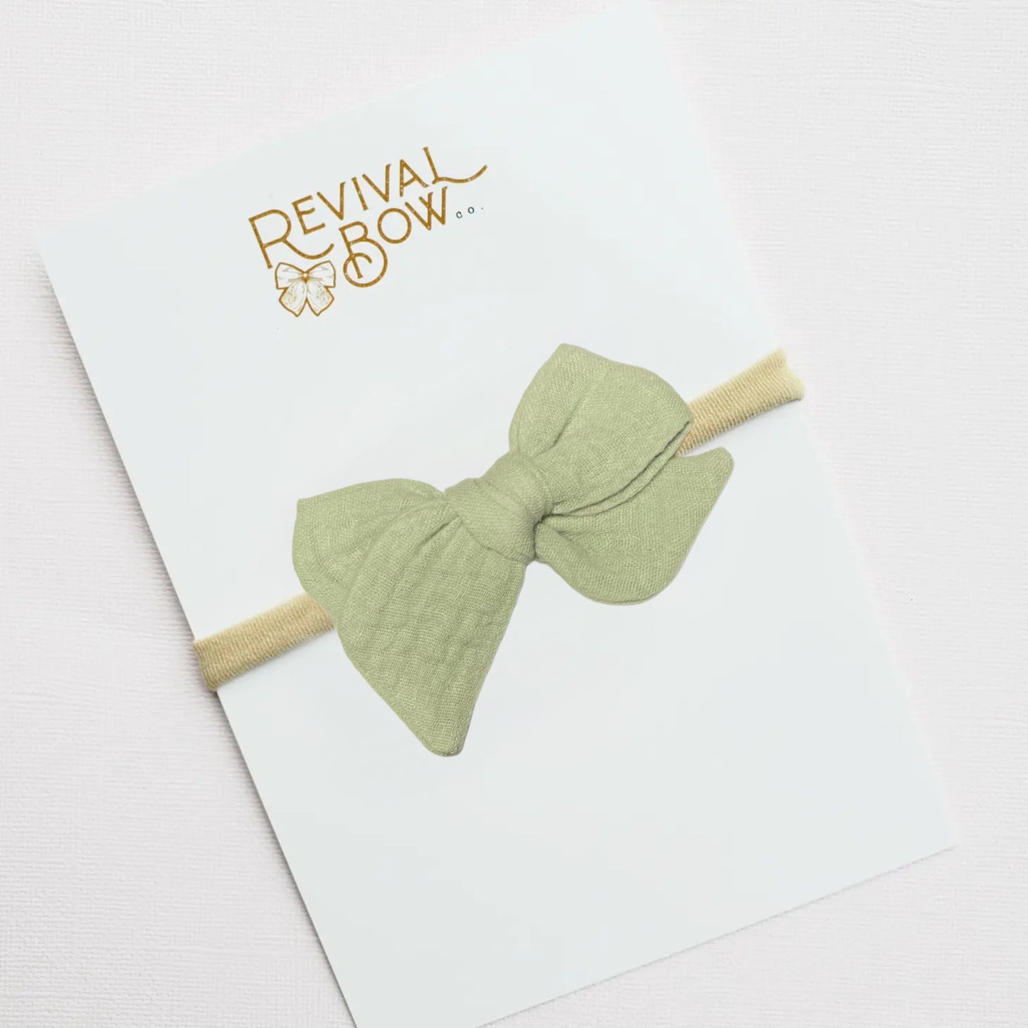 Dusty Sage Gauze Small Pinwheel Bow on Nylon Headband