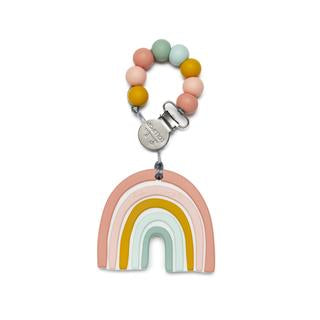 Loulou Lollipop Pastel Rainbow Silicone Teether/Clip Set