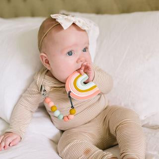 Loulou Lollipop Pastel Rainbow Silicone Teether/Clip Set