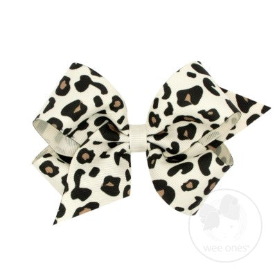 Wee Ones Medium Leopard Print Grosgrain Bow