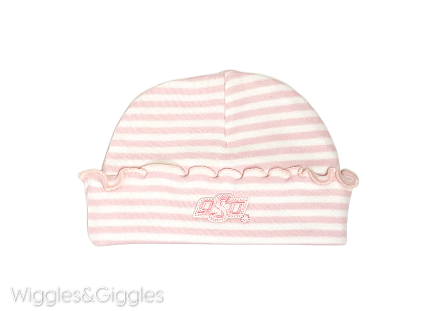 Ruffled Striped Cap - Pink/White - OSU