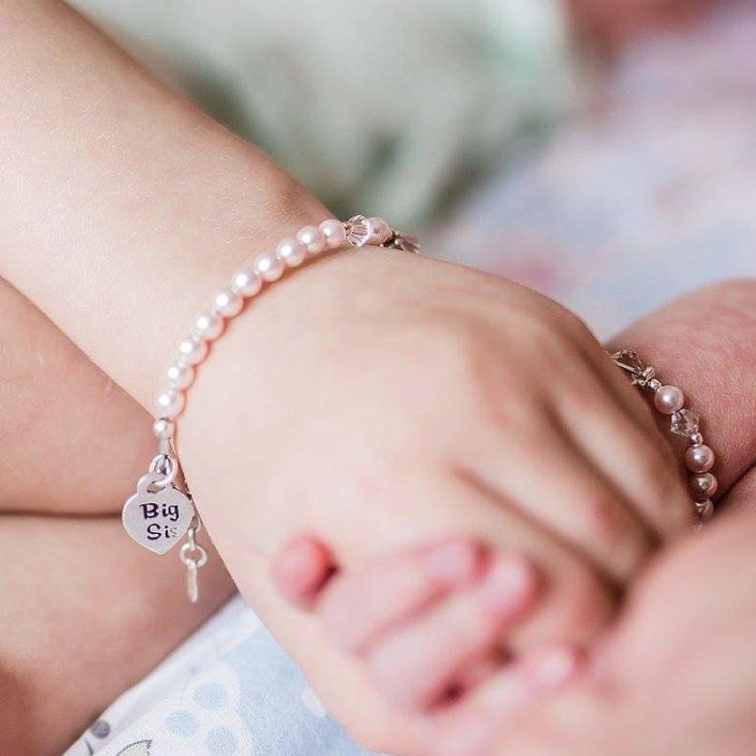 Big Sis Pink Pearl and Crystal Bracelet