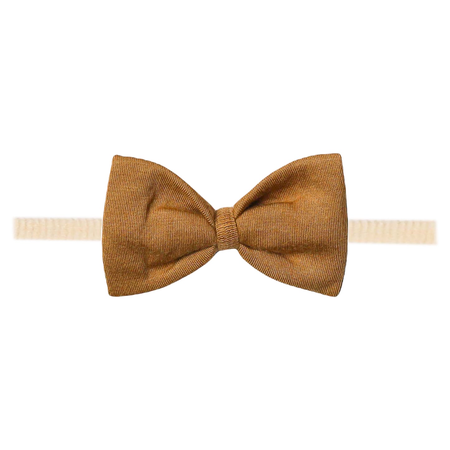 Copper Pearl Nylon Bowtie Headband - Camel