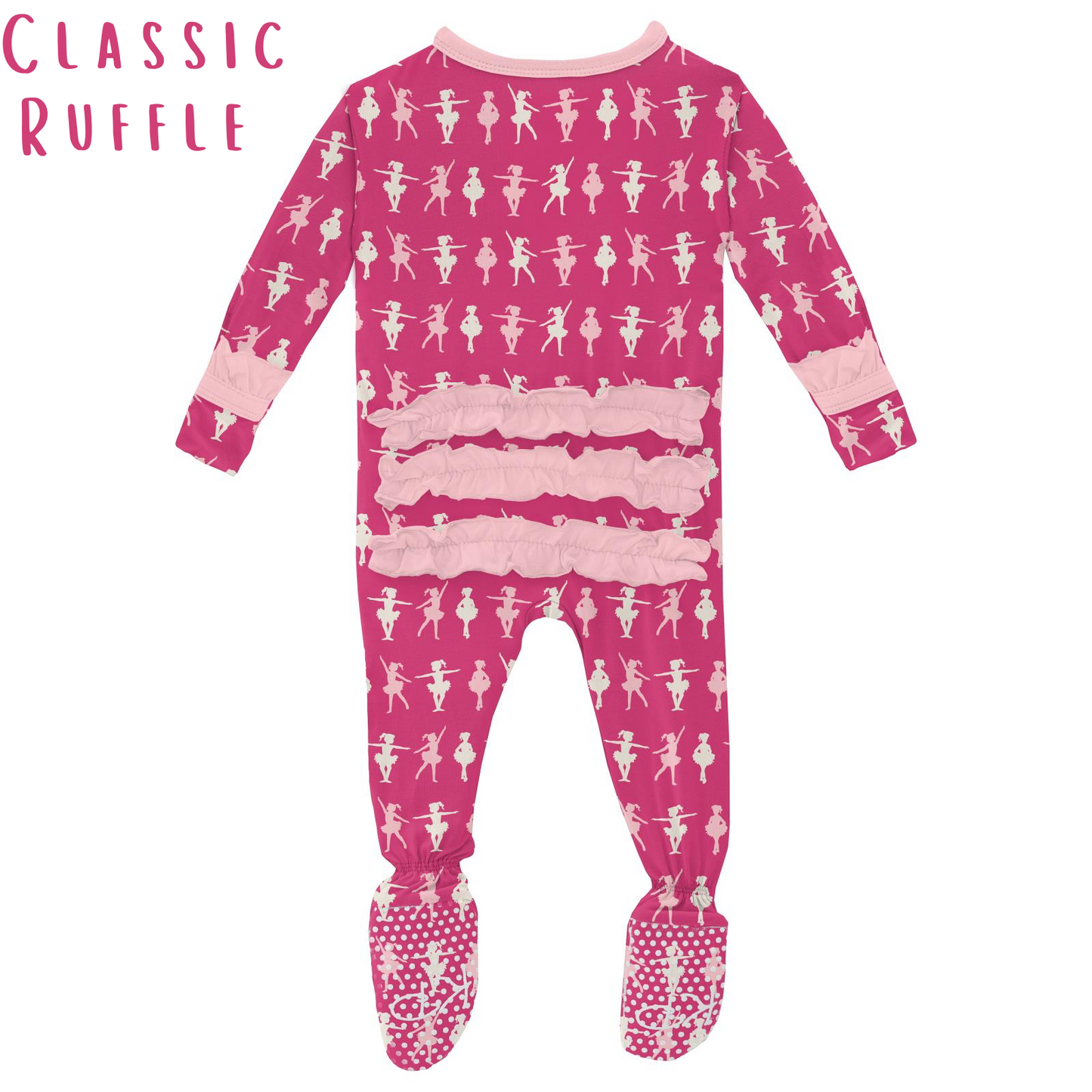 Calypso Ballerina Print Classic Ruffle Footie with Zipper