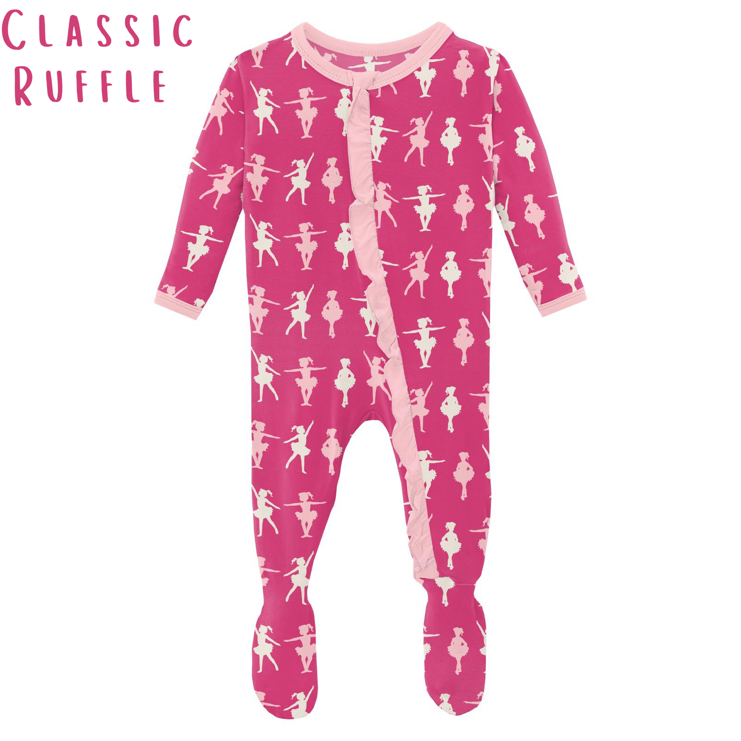 Calypso Ballerina Print Classic Ruffle Footie with Zipper