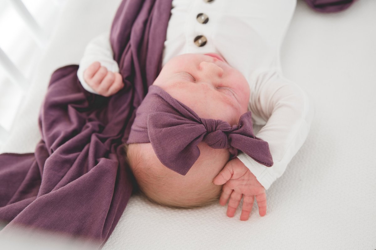 Copper Pearl Bow Headband - Plum
