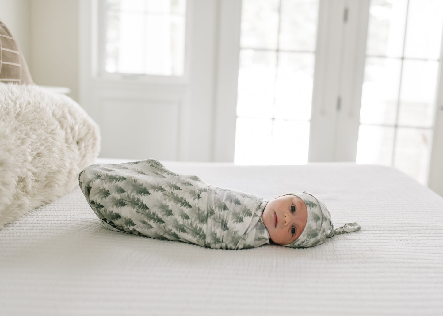 Copper Pearl Knit Swaddle Blanket - Evergreen