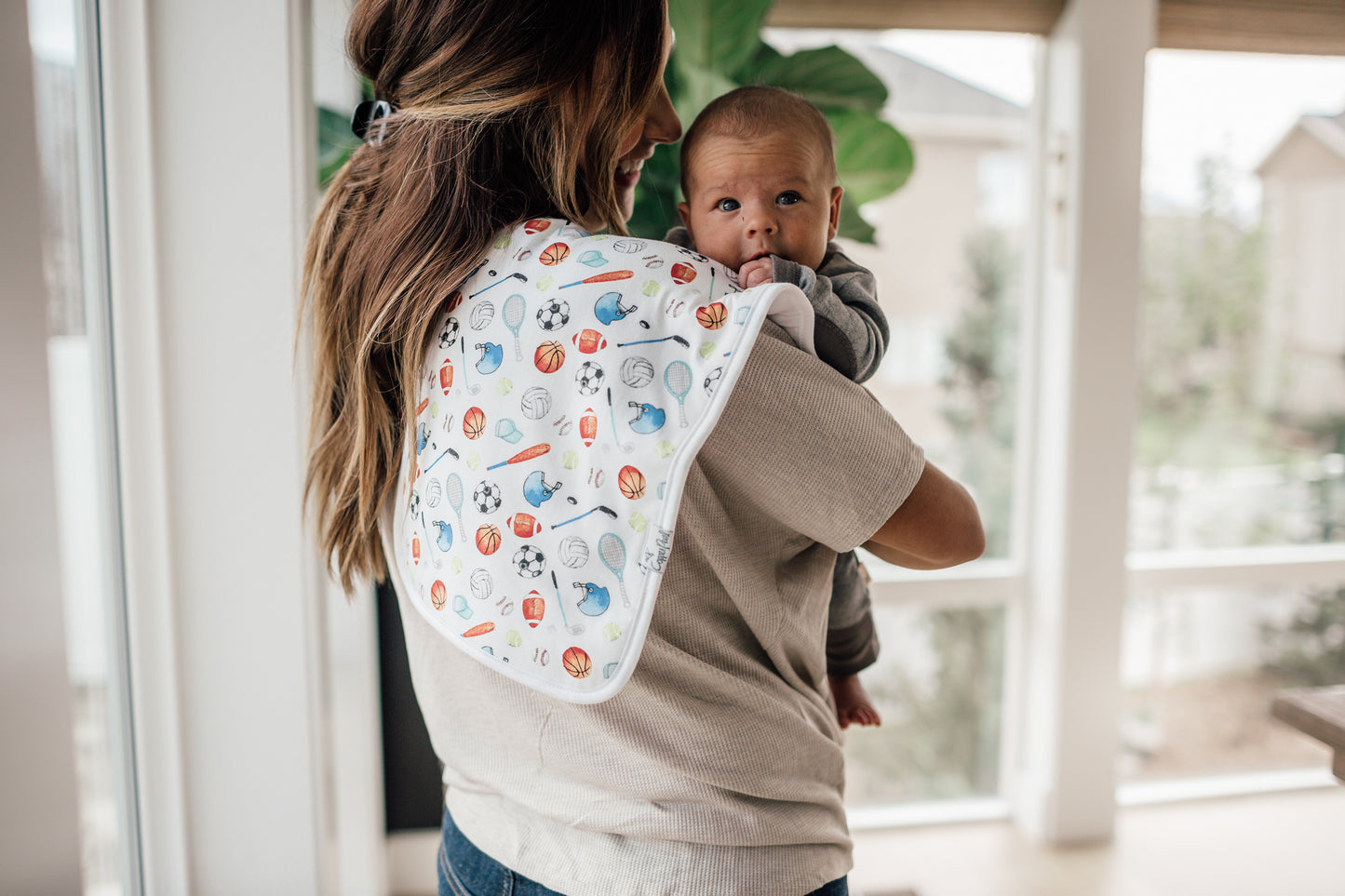 Copper Pearl Single Burp Cloth - Varsity