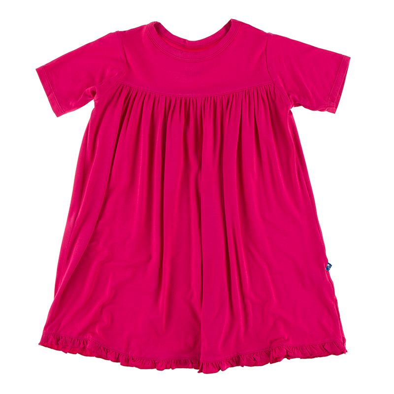 Solid Classic Short Sleeve Swing Dress - Prickly Pear