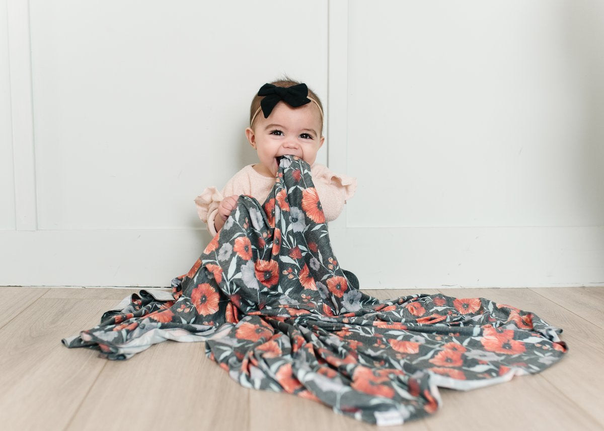 Copper Pearl Knit Swaddle Blanket - Poppy