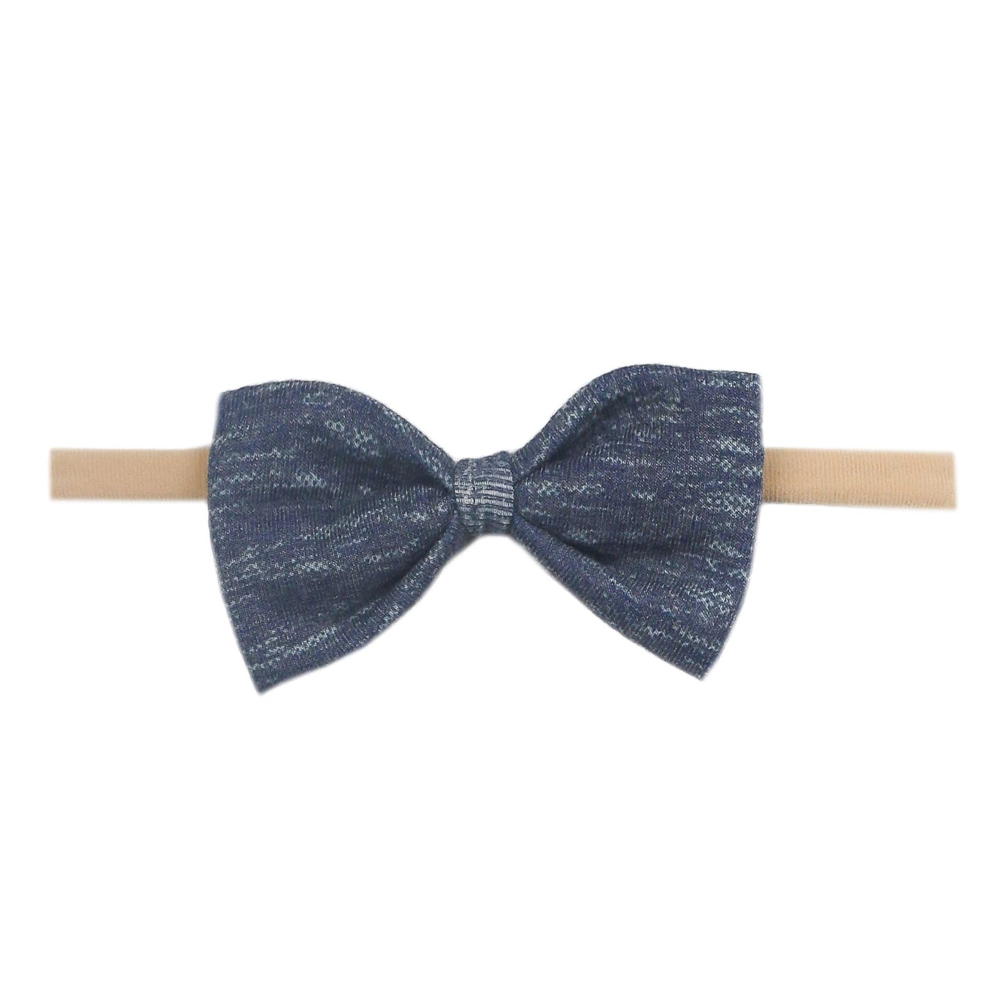 Copper Pearl Nylon Bowtie Headband - Denim