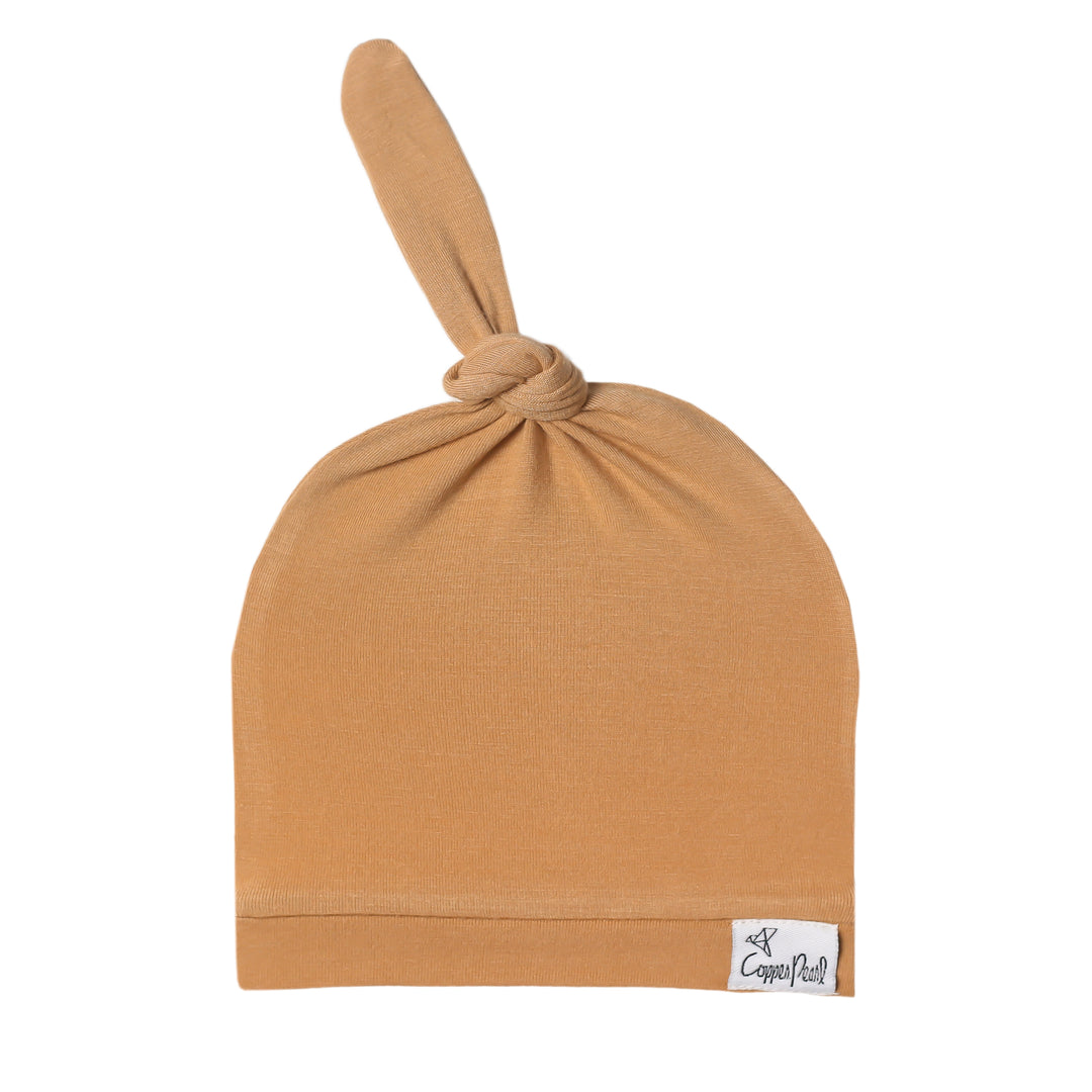 Copper Pearl Top Knot Hat 0-4mo - Dune