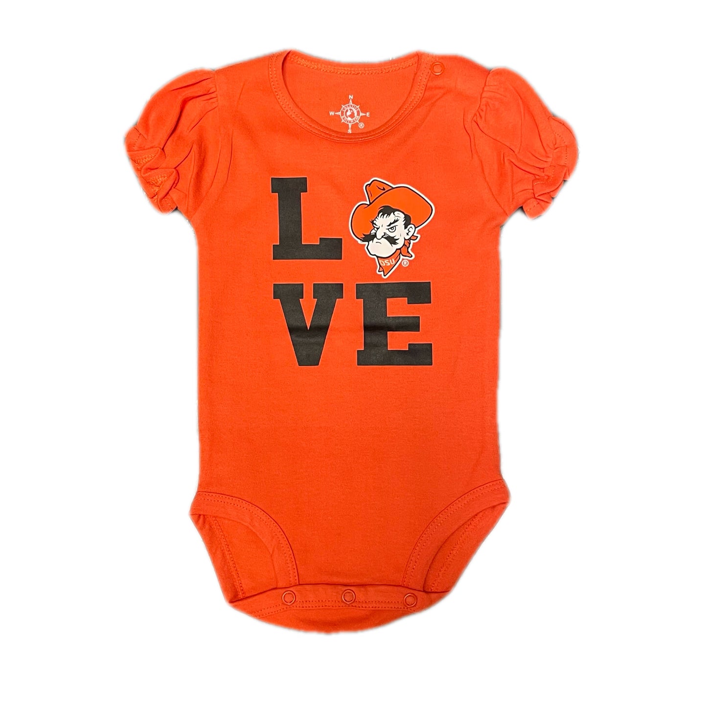 Pistol Pete "LOVE" Puff Sleeve Bodysuit - Orange