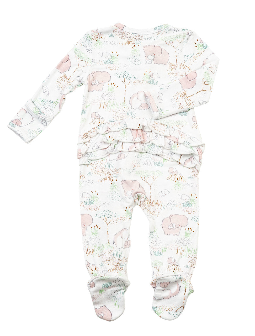 Angel Dear Zipper Ruffle Footie - Pink Elephant Family