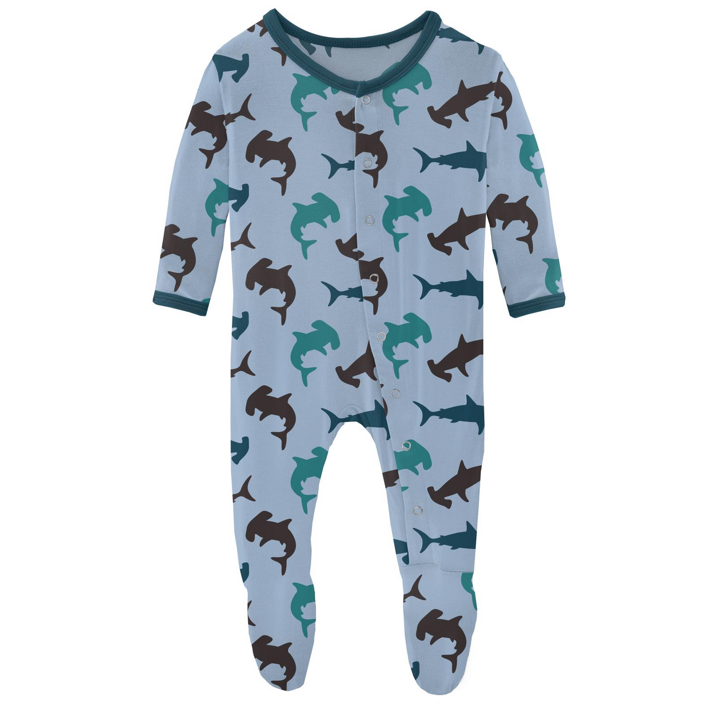Pond Hammerhead Print Footie with Snaps
