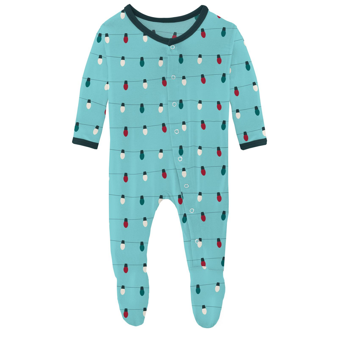 Iceberg Holiday Lights Print Footie with Snaps