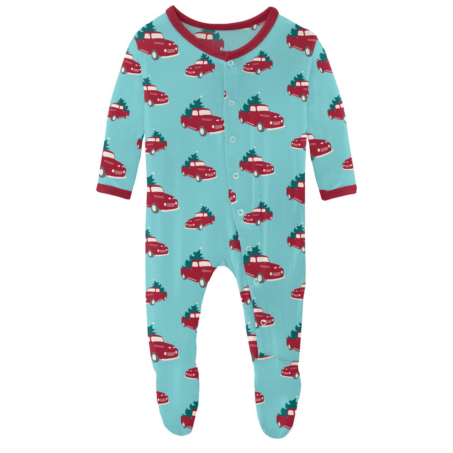 Iceberg Trucks and Trees Print Footie with Snaps