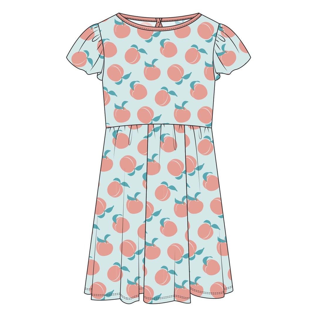 Flutter Sleeve Twirl Dress in Fresh Air Peaches