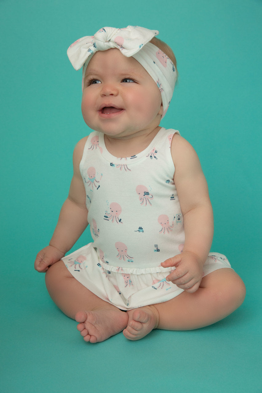 Angel Dear Onesie with Skirt - Octopus Playtime Pink